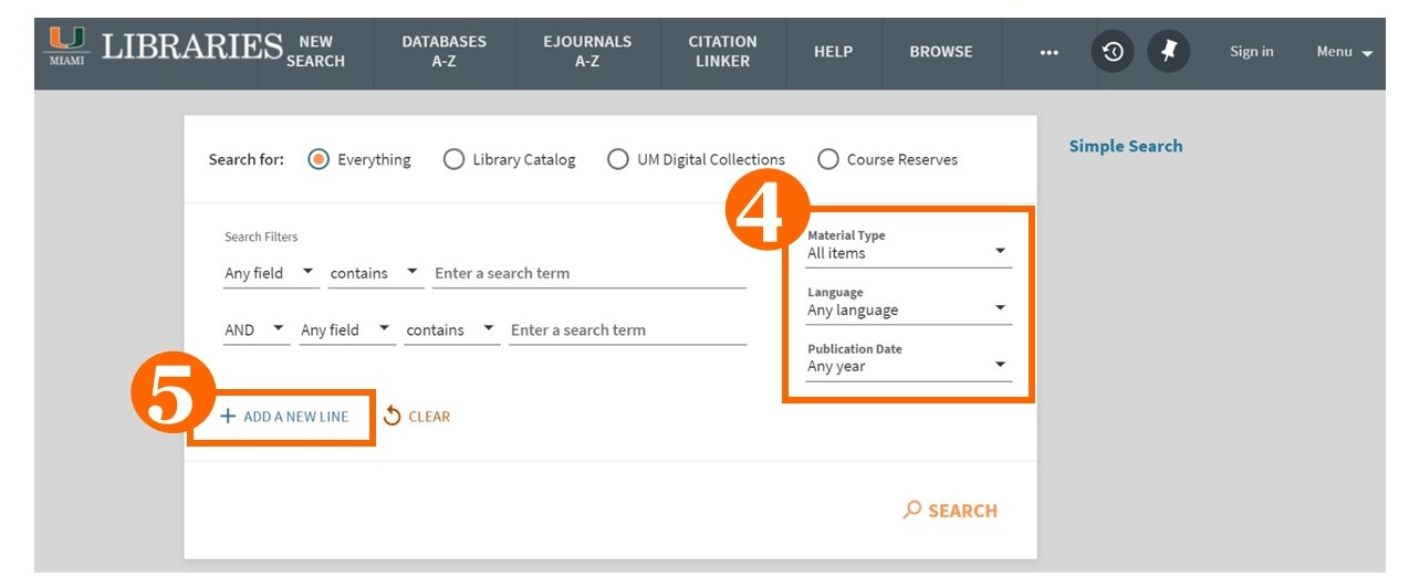 uSearch advanced search: filters and add a new line